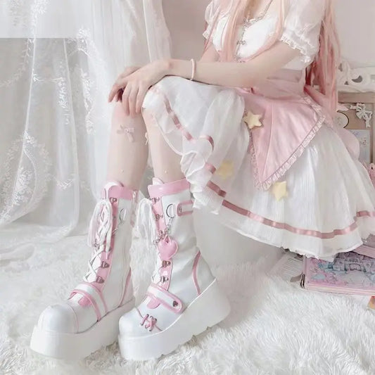 Kawaii gotiska platåskor - rosa